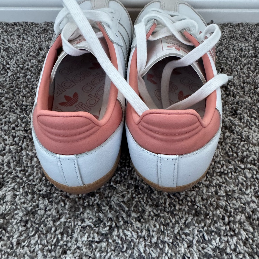 Adidas Women's White and Pink Samba Sneakers - Picture 3 of 4